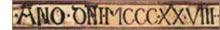 Дата на фреске Конный портрет кондотьера Гвидориччо да Фольяно. Симоне Мартини - www.SimoneMartini.ru